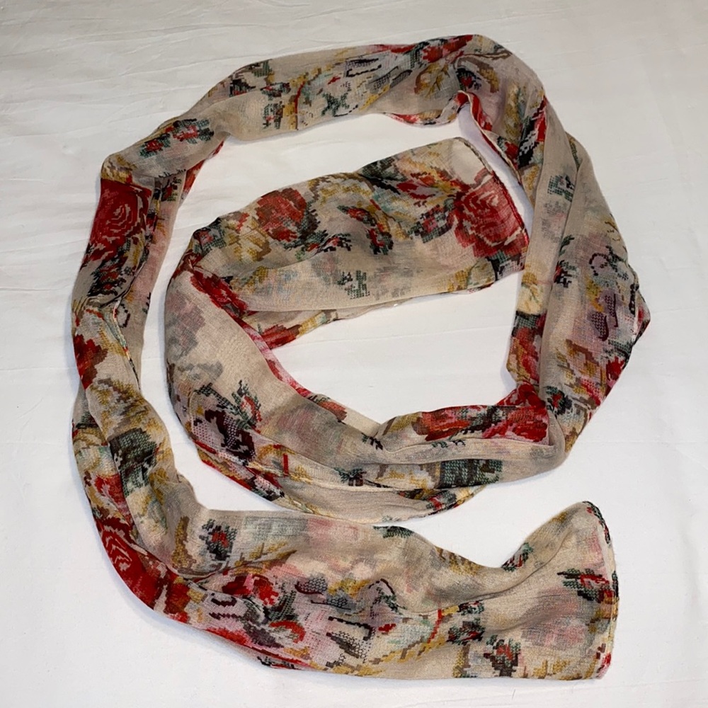 Sheer Floral Scarf, one size